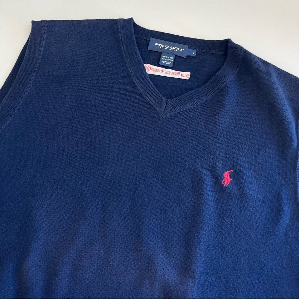 Polo Ralph Lauren Golf Men’s Navy Vest Large VTG made in USA cotton
